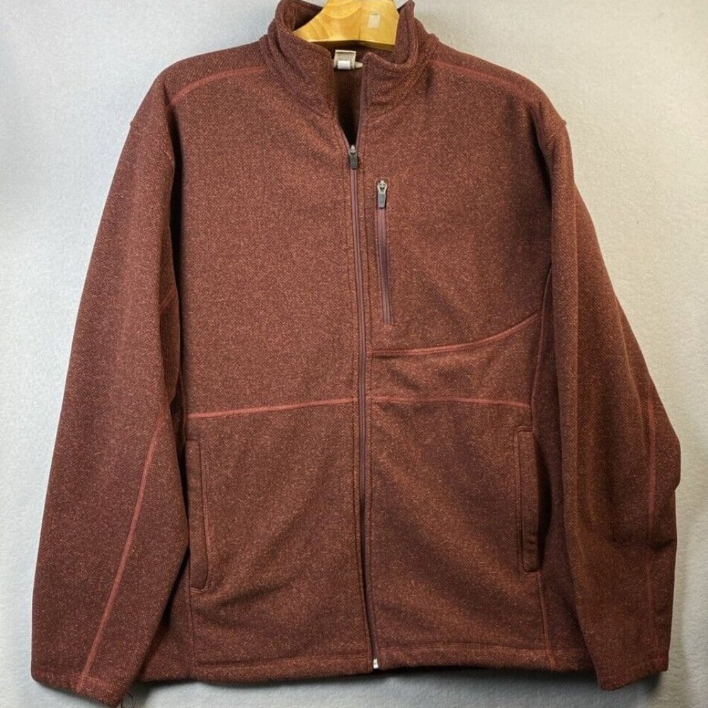 Duluth Trading Co Fleece Jacket Mens Extra Large Burgundy Full Zip Outdoor 76282
